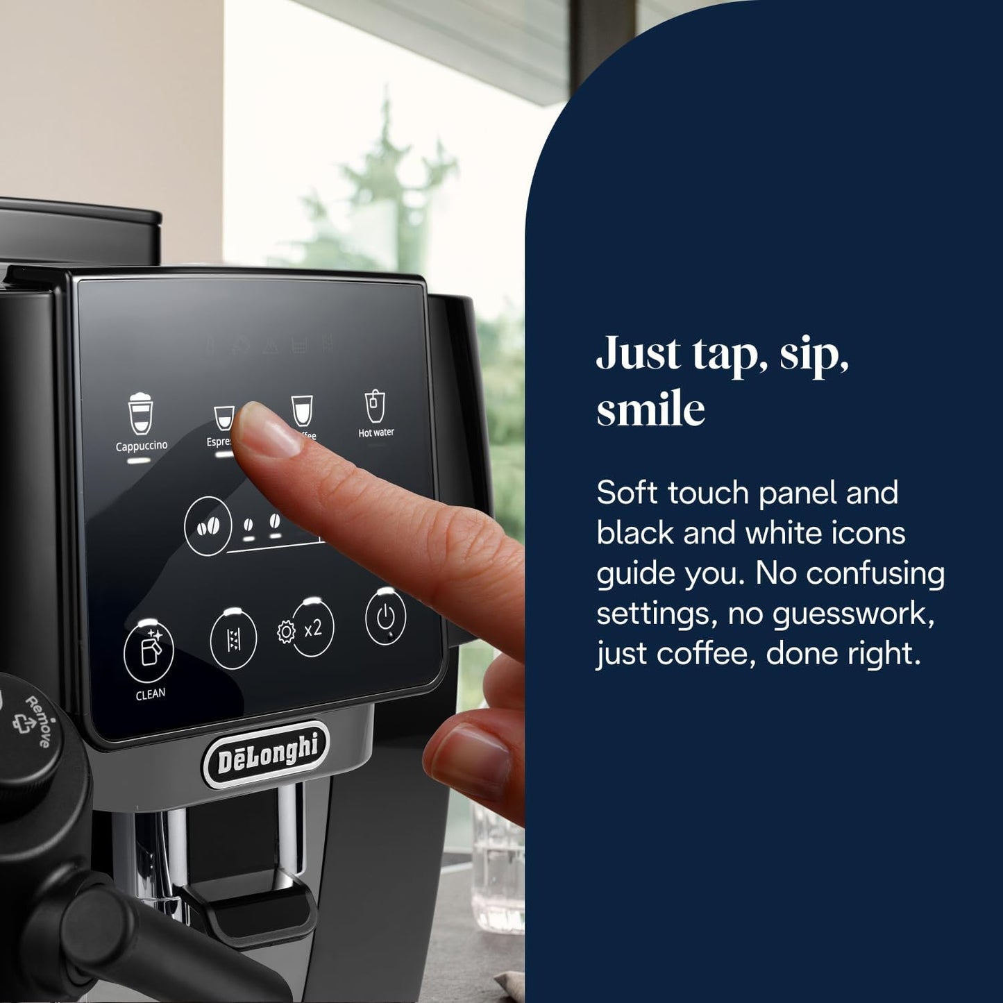 De'Longhi Magnifica Start (ECAM220.60.B)*-,Fully Automatic Bean to Cup Coffee Machine with 4 One-Touch Recipes, Soft-Touch Control Panel, Auto Milk, 1450W, Black