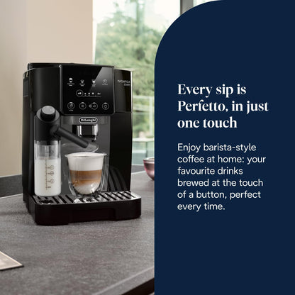 De'Longhi Magnifica Start (ECAM220.60.B)*-,Fully Automatic Bean to Cup Coffee Machine with 4 One-Touch Recipes, Soft-Touch Control Panel, Auto Milk, 1450W, Black