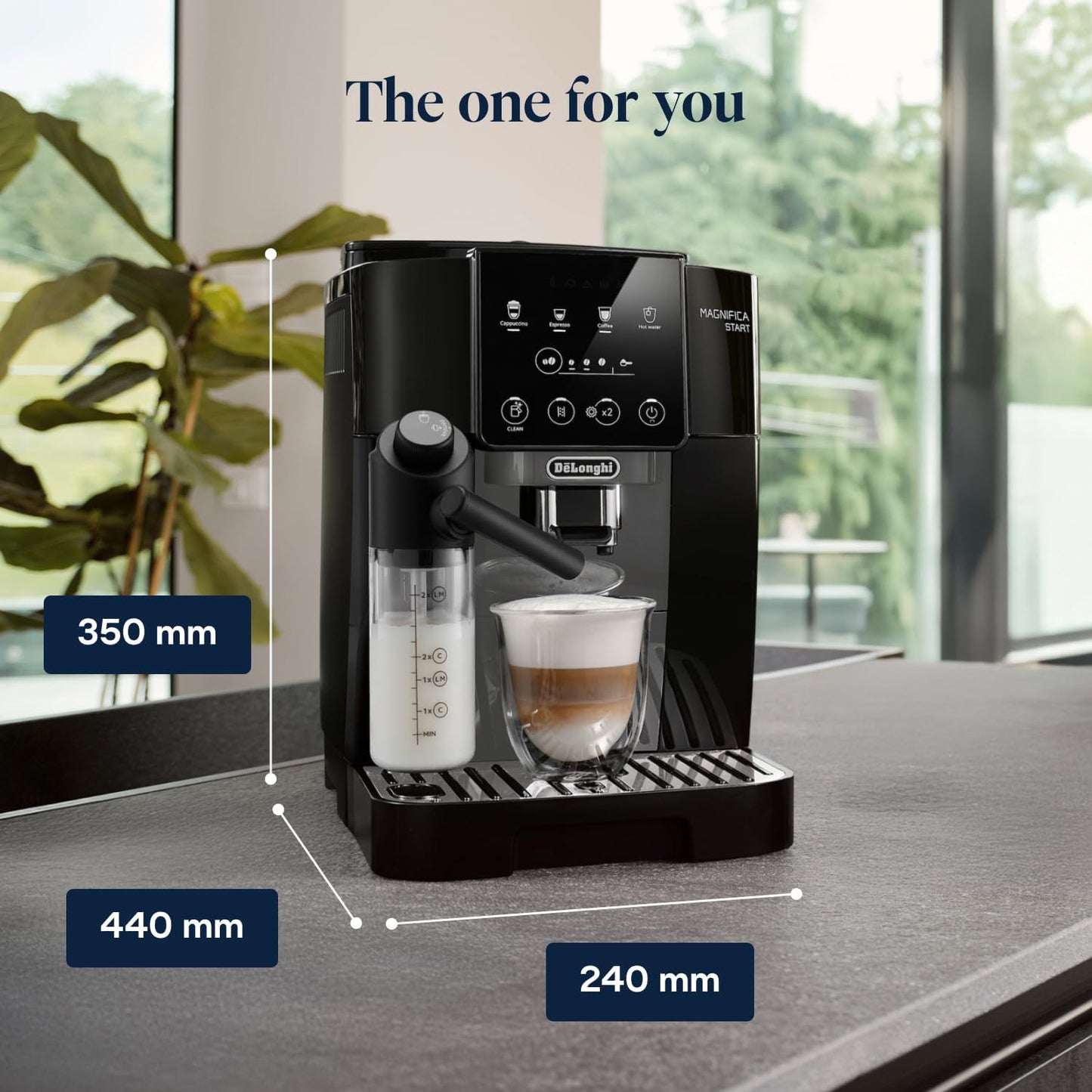 De'Longhi Magnifica Start (ECAM220.60.B)*-,Fully Automatic Bean to Cup Coffee Machine with 4 One-Touch Recipes, Soft-Touch Control Panel, Auto Milk, 1450W, Black